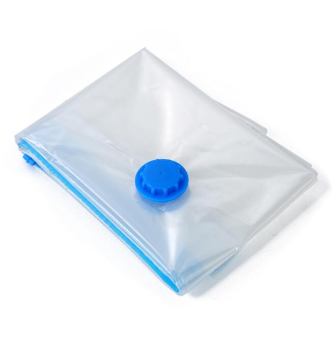 Sac de rangement sous vide pour vêtements avec valve, bordure transparente, pliable, compressé, organisateur, gain de place, paquet scellé