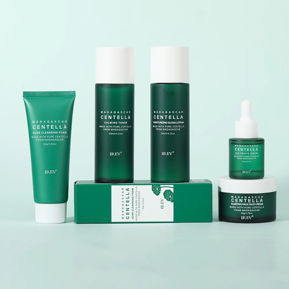 Kit de soins de la peau Centella Nettoyant pour le visage Crème Sakura Essence Sérum pour le visage Hydratant Anti-âge Blanchissant Kit de soins de la peau coréen