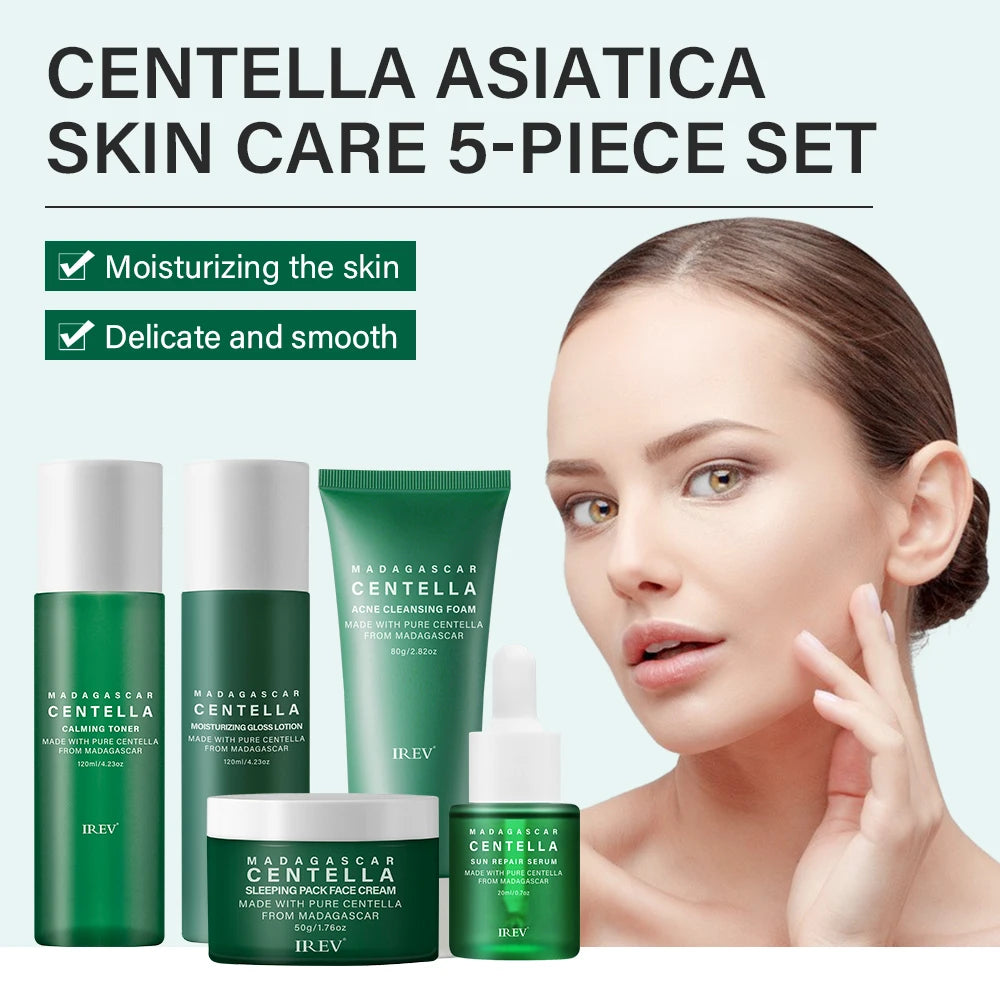 Kit de soins de la peau Centella Nettoyant pour le visage Crème Sakura Essence Sérum pour le visage Hydratant Anti-âge Blanchissant Kit de soins de la peau coréen