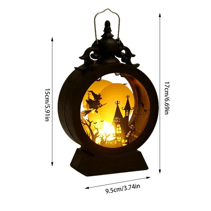 Halloween Lantern Witch Pumpkin LED Light Gothic Vintage Castle Lantern Table Centerpieces Windows Walls Home Party Decorations