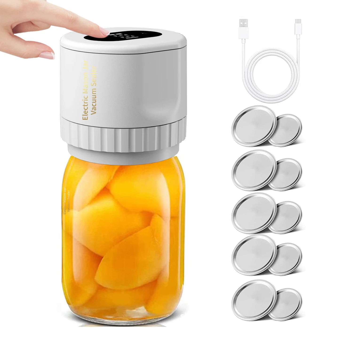 Machine à sceller sous vide électrique pour bocaux Mason, kit de mise sous vide sans fil pour bocaux Mason à ouverture large et régulière, pour le stockage des aliments