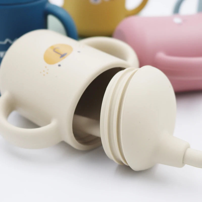 New cartoon 120ML Baby Silicone Sippy Cup BPA-Free Portable Storage Snack Container Feeding Cup Leakproof trainer cup
