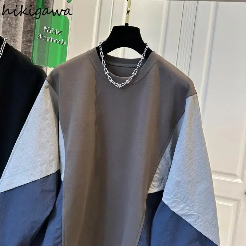 Sweat à capuche surdimensionné 2024 Vêtements pour femmes Couleur contrastée Mode décontractée Y2k Hauts Ropa Mujer Manches longues Streetwear Sweats coréens