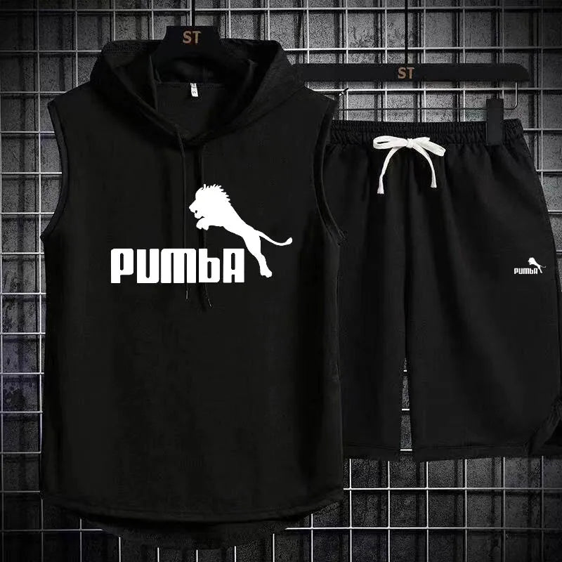 Brand Summer Men's Two Piece Set CasualT-Shirt and Shorts Set Mens Sports Suit Fashion Short Sleeve Tracksuit Hooded T-shirt