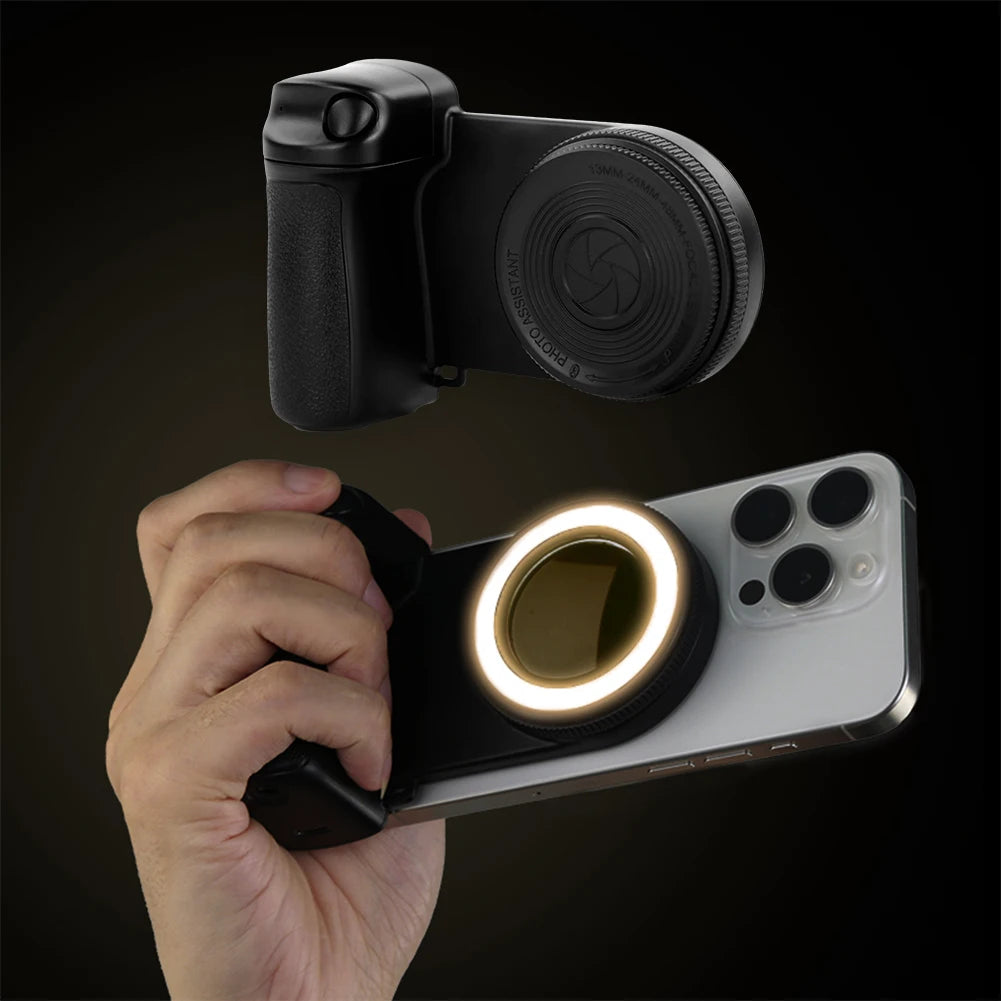 For Magsafe Bluetooth-Compatible Shutter Phone Hand Grip Camera Handle Grip Selfie Stablizer Selfie Handle for iPhone 16 15 Vlog