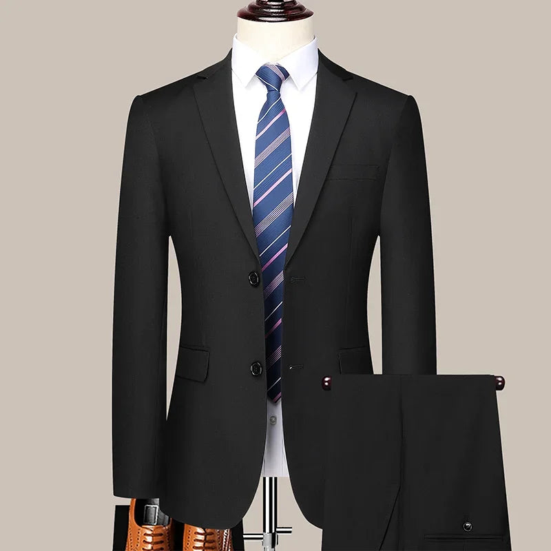 2024 Two-button Suit for Men (suit + Trousers) Handsome Slim-fit Business Professional Work Formal Two-piece Set S-6XL