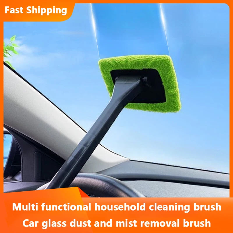 Car Window Cleaner Brush Auto Interior Glass Wash Wiper Multi Functional Household Glass Cleaning Brush Reusable Cloth Pad