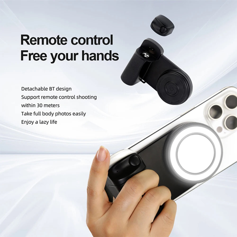 For Magsafe Bluetooth-Compatible Shutter Phone Hand Grip Camera Handle Grip Selfie Stablizer Selfie Handle for iPhone 16 15 Vlog