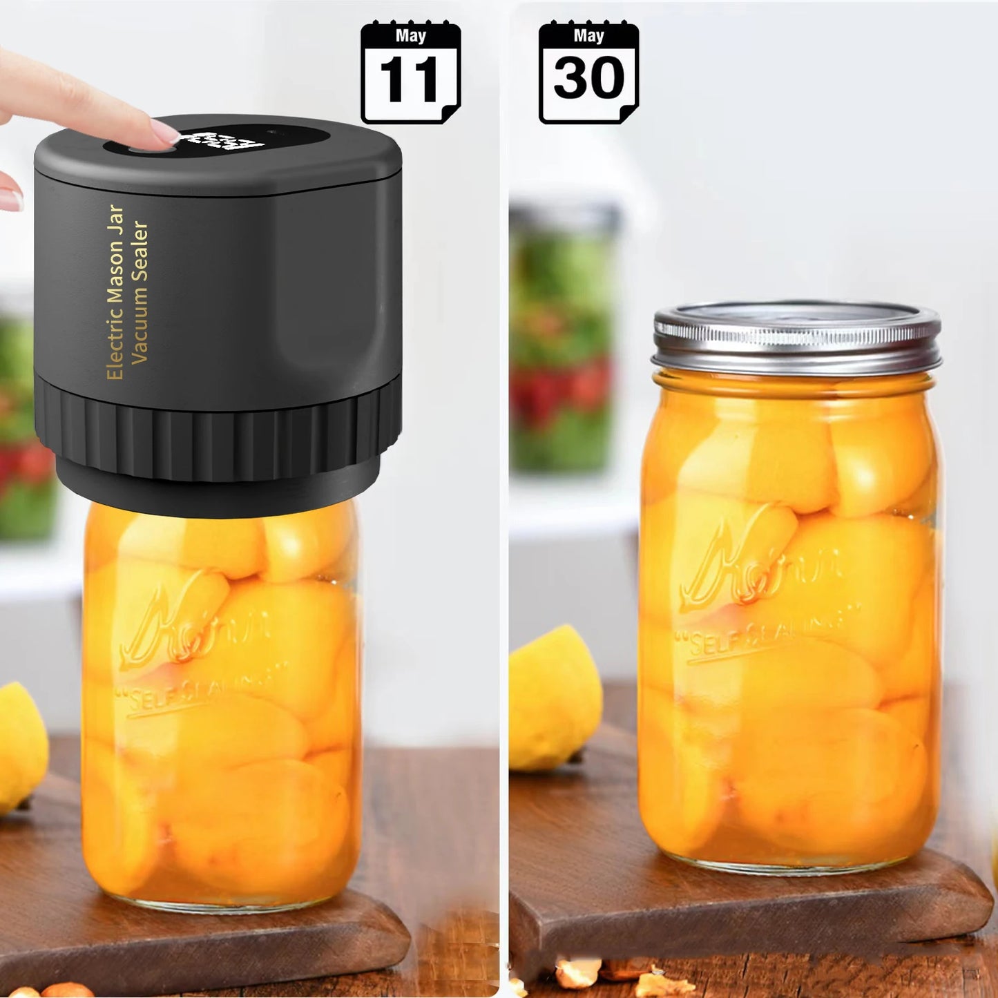 Machine à sceller sous vide électrique pour bocaux Mason, kit de mise sous vide sans fil pour bocaux Mason à ouverture large et régulière, pour le stockage des aliments