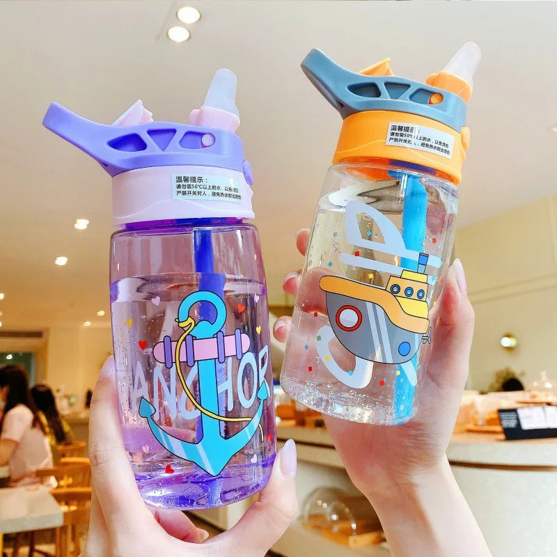 Children's Plastic Water Cup, Straw Cup, Duckbill Portable Creative Adult Male And Female Student Baby Cute Cup