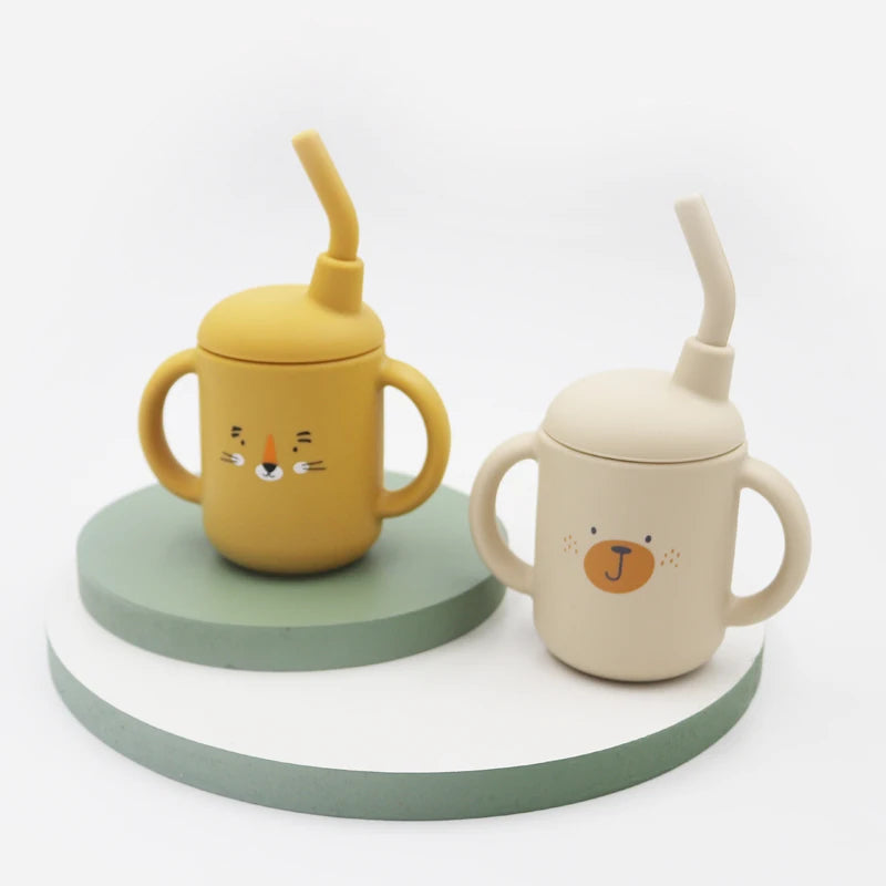 New cartoon 120ML Baby Silicone Sippy Cup BPA-Free Portable Storage Snack Container Feeding Cup Leakproof trainer cup