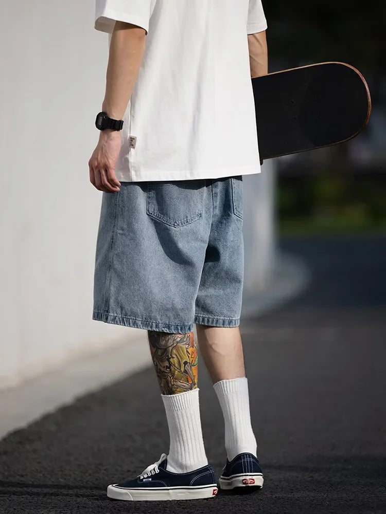 Men's Shorts Jeans Blue Denim Jorts Baggy Harajuku Pants Streetwear Y2k Unisex Oversize Korean Fashion Vintage Summer Clothes