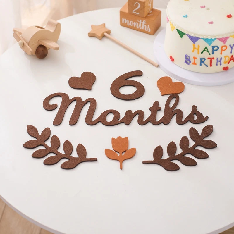 Baby Milestone Cards Soft Felt 0-12 Monthly Milestones Memorial Commemorativenir Photography Accessories For Newborn Birth Gift