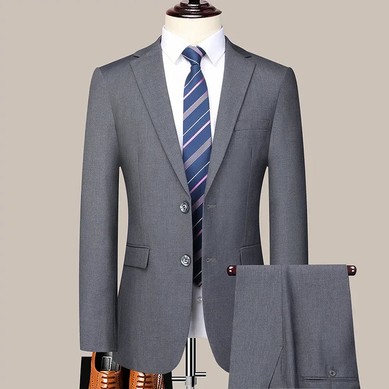 2024 Two-button Suit for Men (suit + Trousers) Handsome Slim-fit Business Professional Work Formal Two-piece Set S-6XL