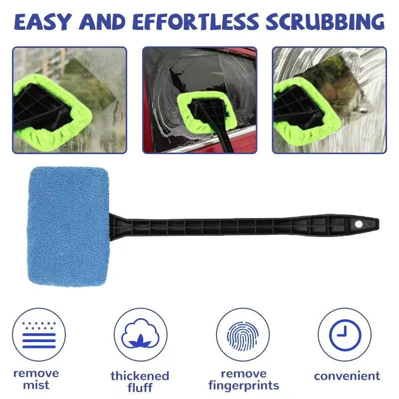 Car Window Cleaner Brush Auto Interior Glass Wash Wiper Multi Functional Household Glass Cleaning Brush Reusable Cloth Pad