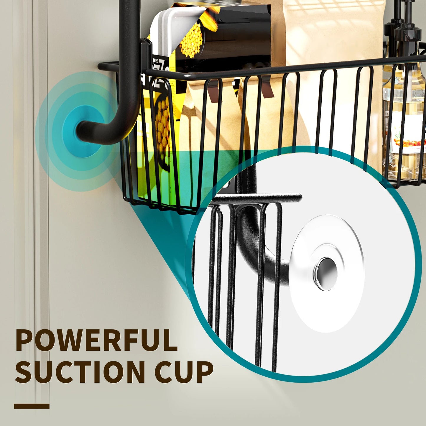 Multi layer Door hanging storage basket Punch free and Space-saving Ideal for Home oragenizer Black