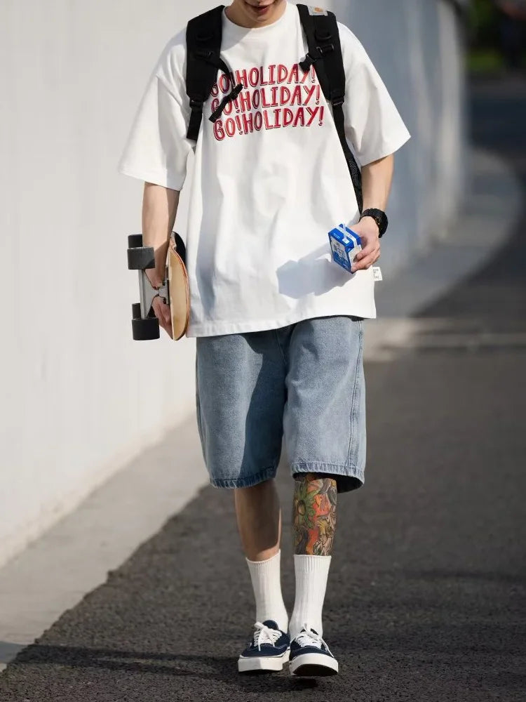 Men's Shorts Jeans Blue Denim Jorts Baggy Harajuku Pants Streetwear Y2k Unisex Oversize Korean Fashion Vintage Summer Clothes