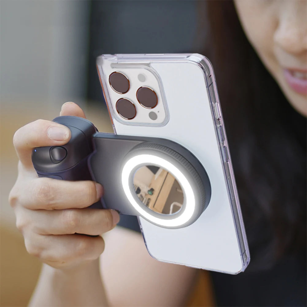 For Magsafe Bluetooth-Compatible Shutter Phone Hand Grip Camera Handle Grip Selfie Stablizer Selfie Handle for iPhone 16 15 Vlog