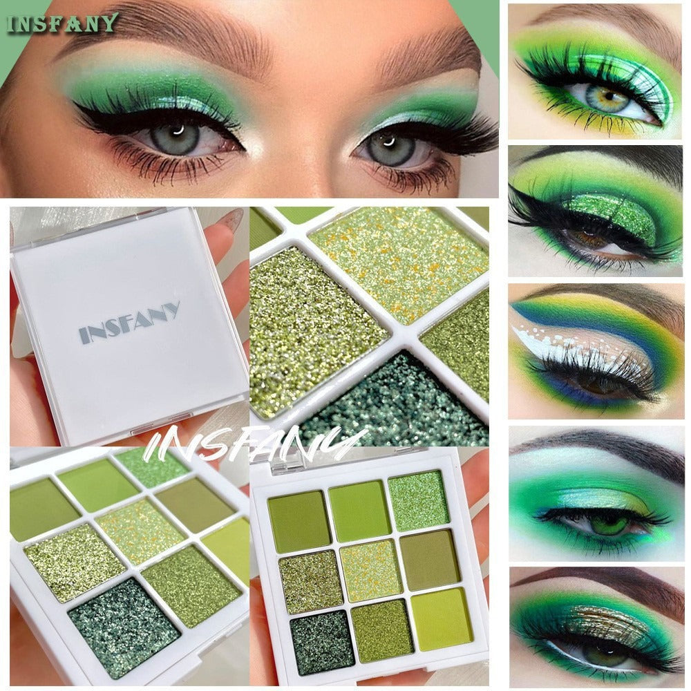 INSFANY eye shadow avocado jam green eye shadow nine-square eye shadow palette brightens the eyes