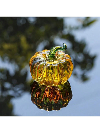 Handmade Glass Pumpkin Figurine Decor Collectible, Suitable for Home, Office, Living Room - Indoor & Outdoor Use, No Electricity Needed - Great for Christmas, Halloween, Birthday Gift