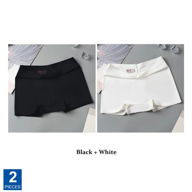 2pcs Seamless Women Ice Silk Boyshorts Plus Size M/L/XL