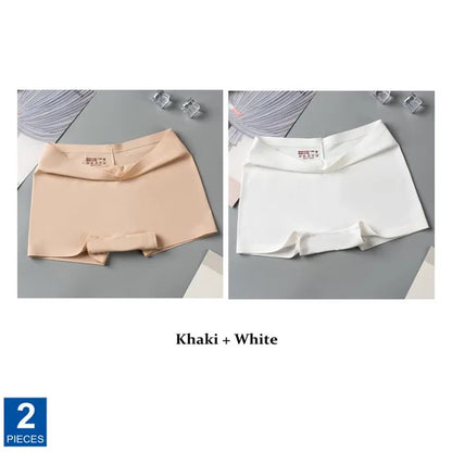 2pcs Seamless Women Ice Silk Boyshorts Plus Size M/L/XL