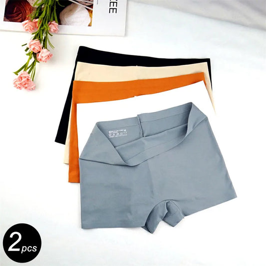 Lot de 2 shorts en soie glacée sans couture pour femmes, grande taille M/L/XL 