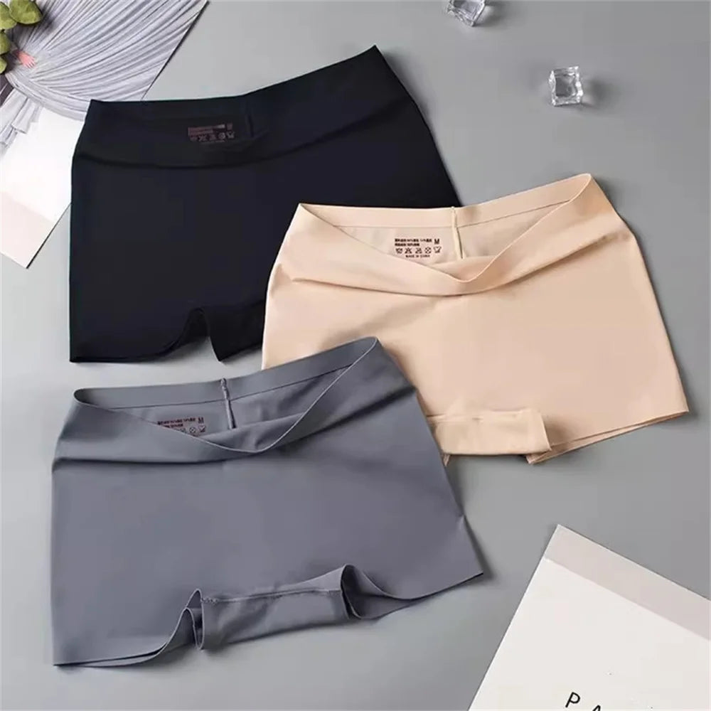 2pcs Seamless Women Ice Silk Boyshorts Plus Size M/L/XL
