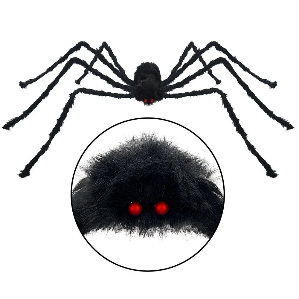 30cm/50cm/75cm/90cm/125cm/150cm/200cm Halloween Giant Black Plush Spider Decoration Haunted House Prop Indoor Outdoor Decor