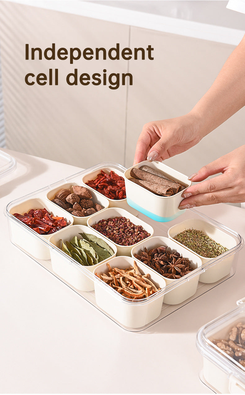 Sealed Storage Box With 9pcs Divider Veggie Tray With Lid And Handle