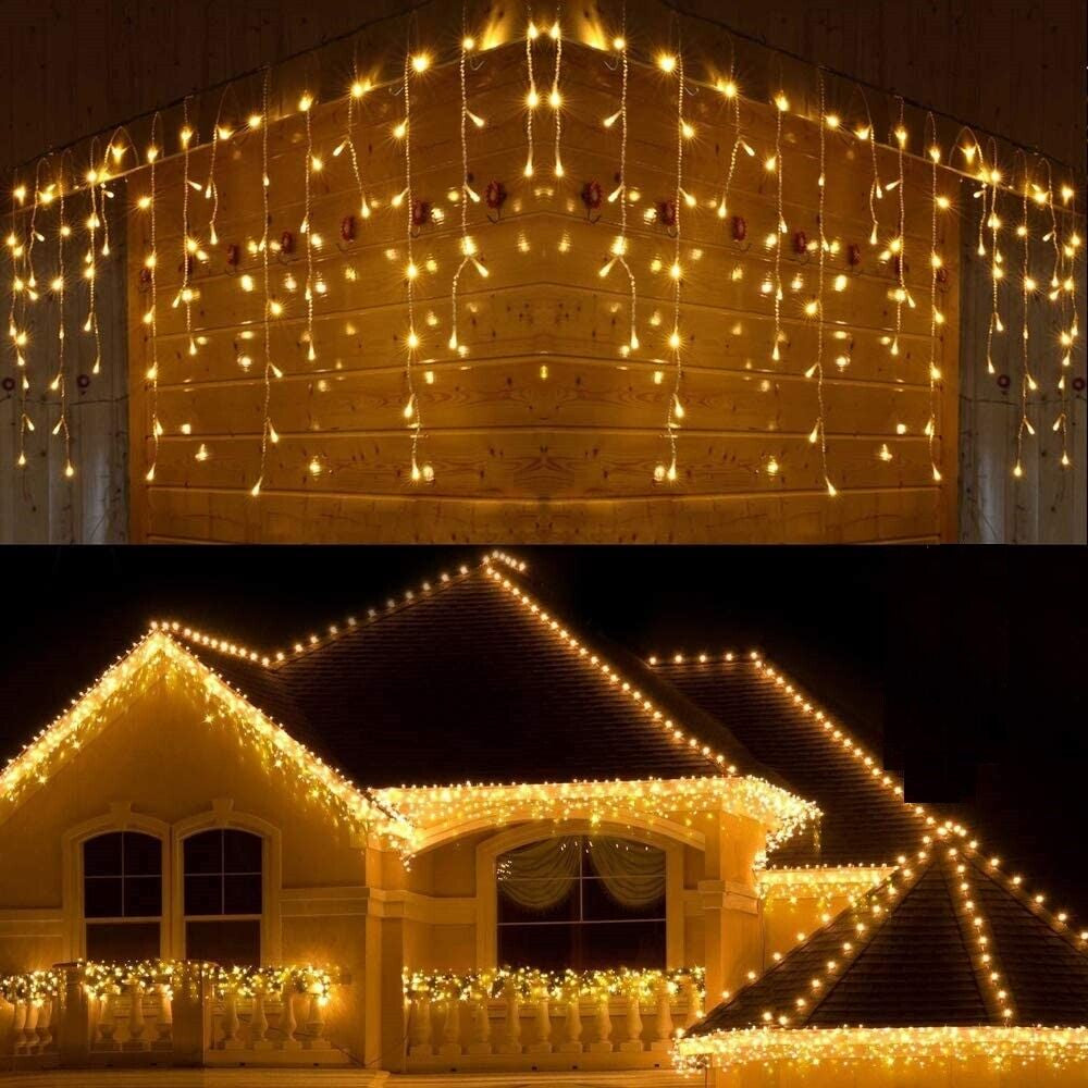 CHRISTMAS LED WHITE SNOWING ICICLE BRIGHT PARTY WEDDING XMAS OUTDOOR LIGHTS