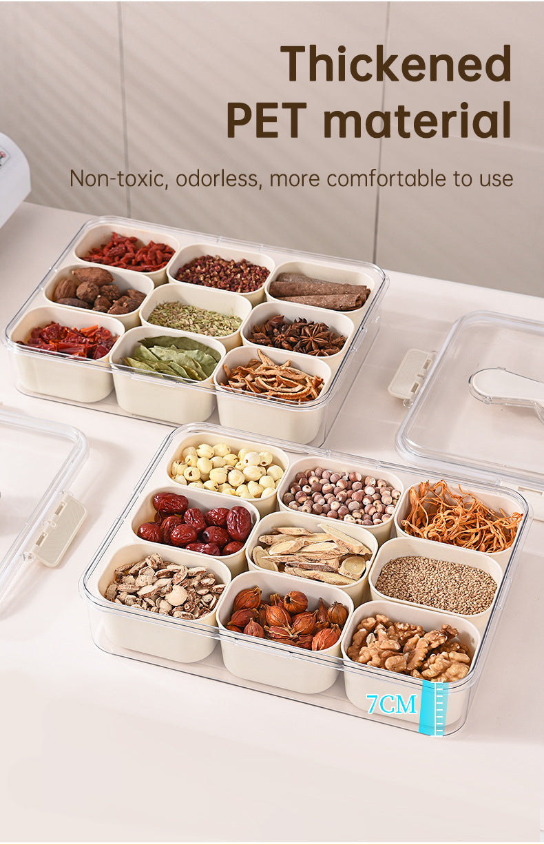 Sealed Storage Box With 9pcs Divider Veggie Tray With Lid And Handle