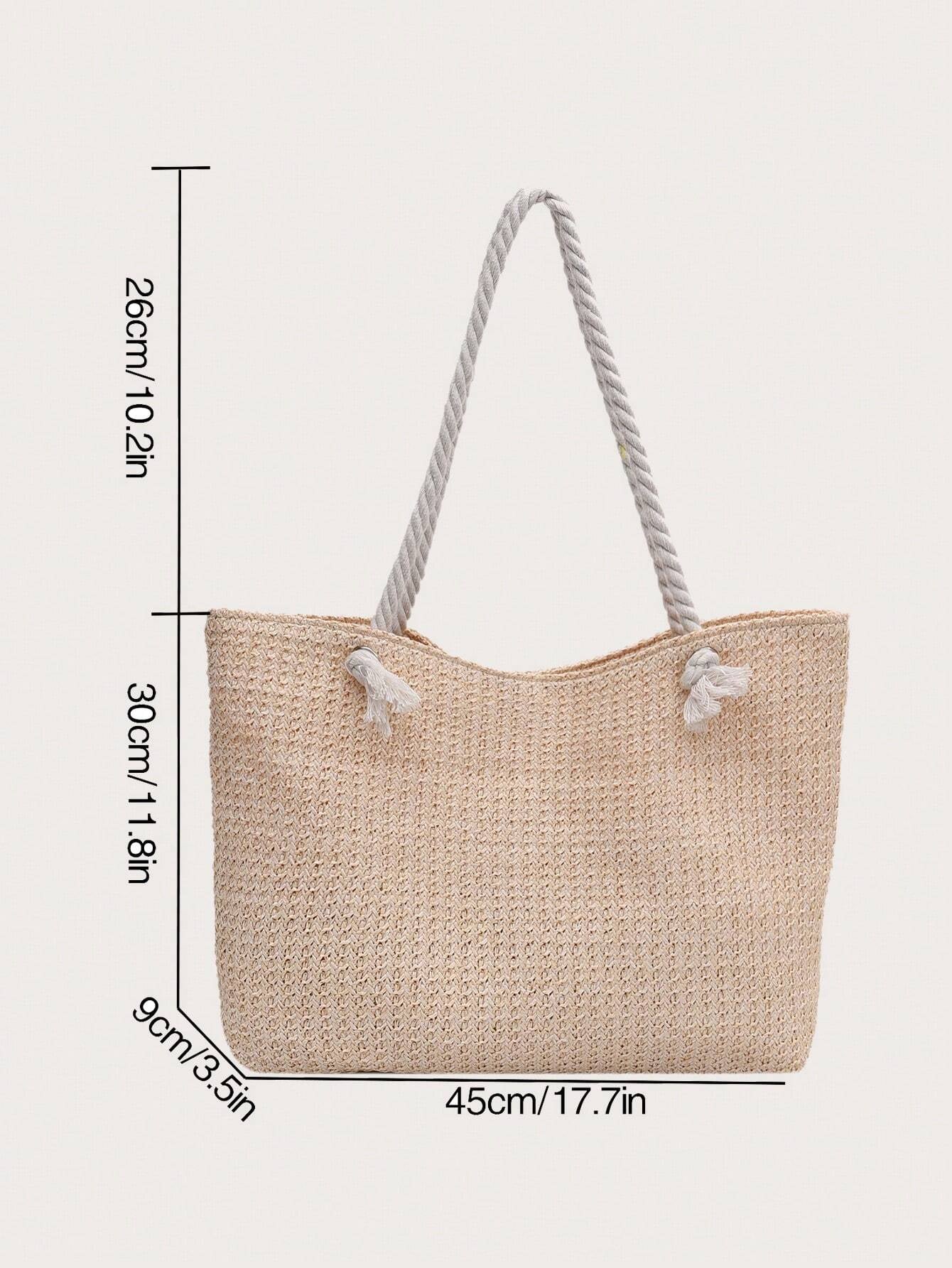 Summer Vibes Straw Tote Bag: Stylish, Lightweight, and Spacious for Travel, Beach, and Everyday Use