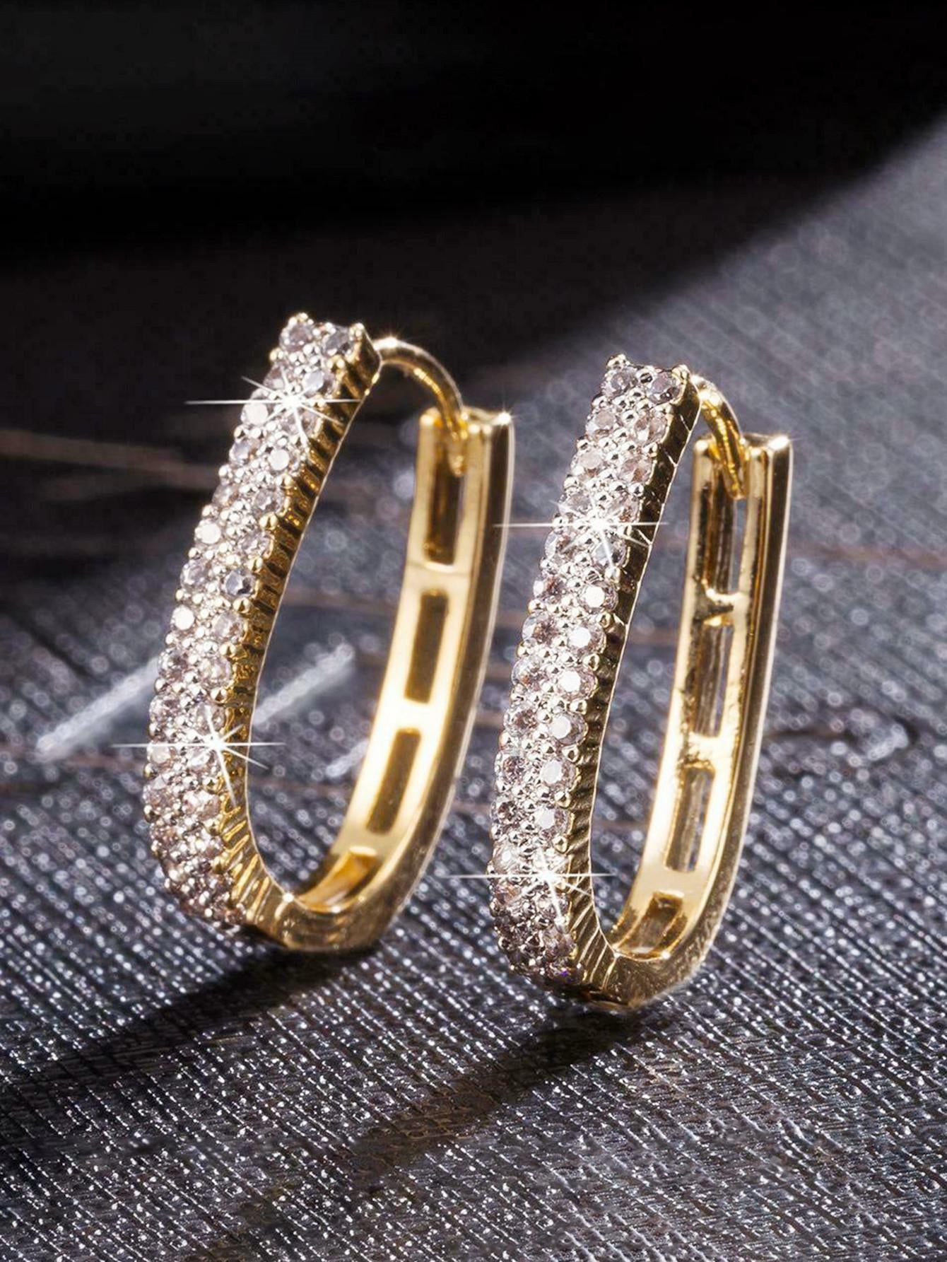 1Pair Elegant Cubic Zirconia Hoop Earrings for Women for Valentine'S Day Gift Wedding Anniversary Engagement Party Jewelry