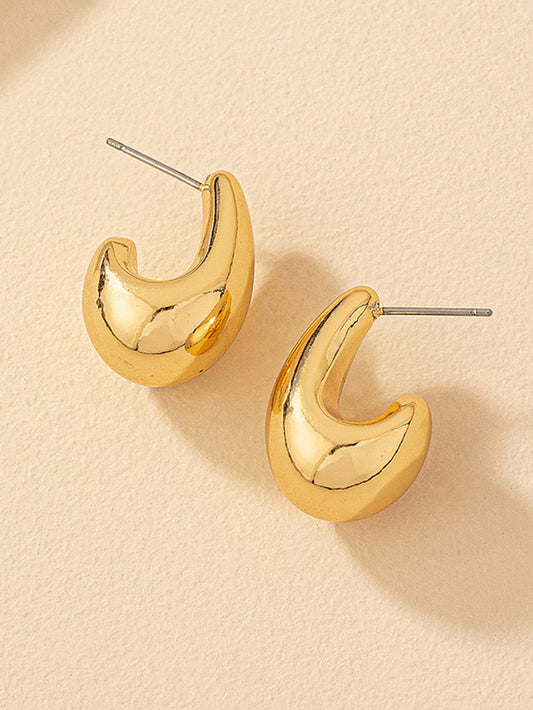 2Pcs European and American Simple Minimalist Style Ccb Geometric Droplet Earrings Suitable for Women to Wear Daily