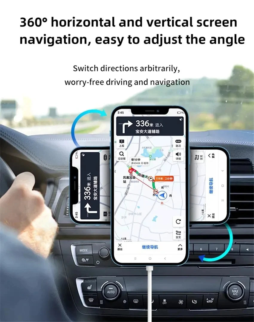 Magnetic Car Wireless Charger Macsafe for Iphone 15 14 13 12 11 Pro Max Fast Charge Air Vent Car Phone Holder Stand Accessories