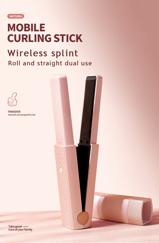 Portable hair straightener for both straight and curly hair