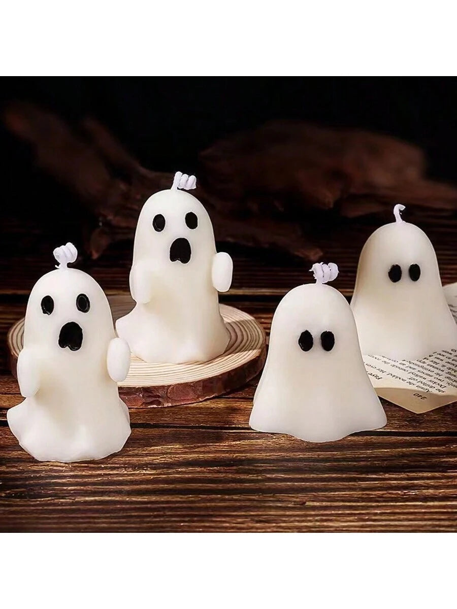 Handmade Halloween Ghost-Shaped Aromatherapy Candle Decor with Slight Color Differences