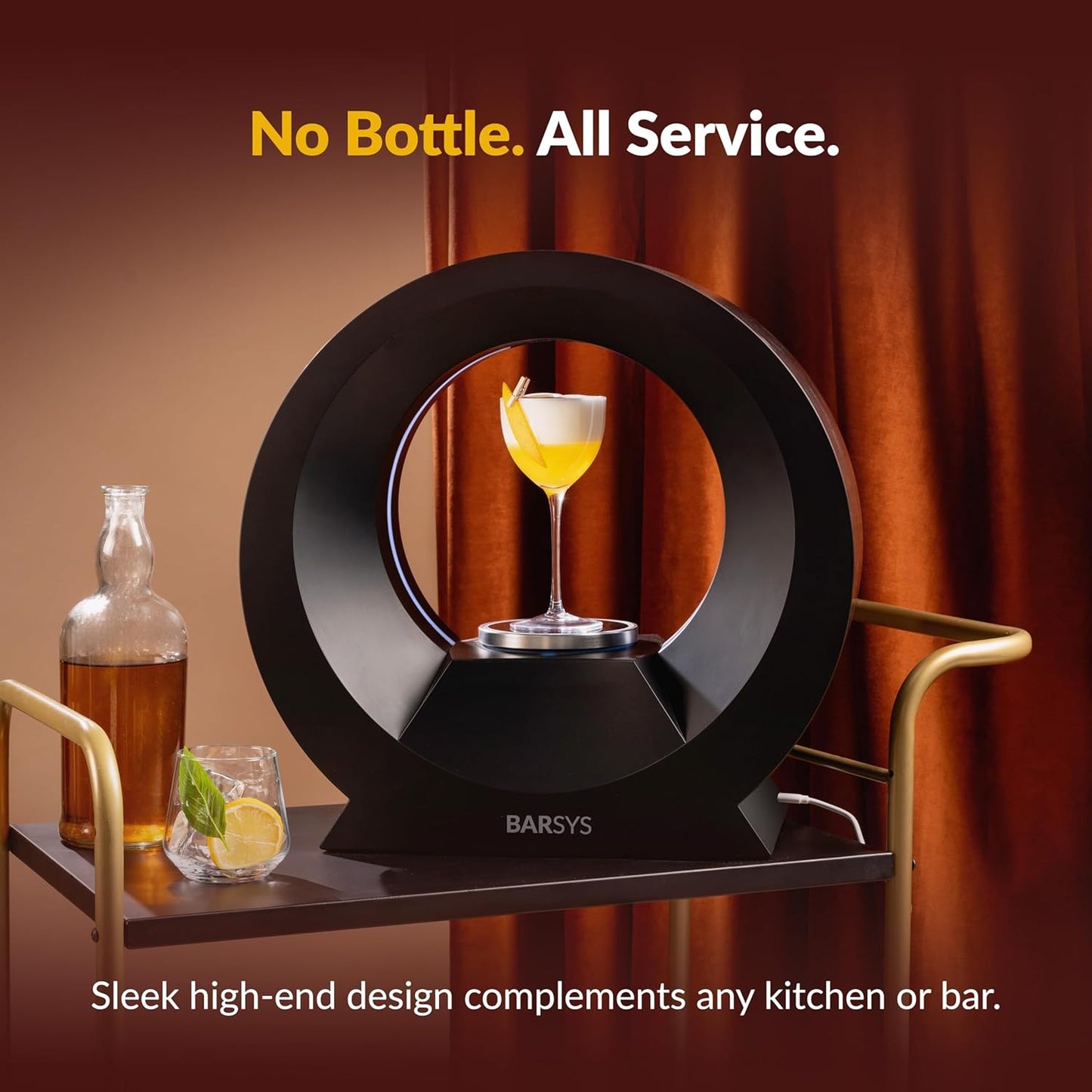 Home Bar Cocktail Drink Mixer, Margarita Cocktail Maker Machine, Cocktail and Mocktail Drink Maker, Easy to Use, App-Enabled Personalized Drinks -  360 Cocktail Mixer (Black)