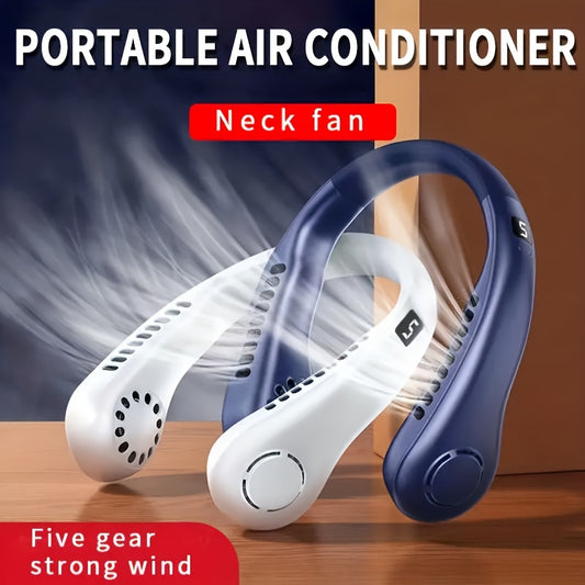 Rechargeable Neck Fan with 5 Speeds-Silent Portable Neck Fan - USB Rechargeable Air-Cooled Fan with 5 Speeds and Bladeless Design - Perfect forSummer Outdoor Activities and Camping