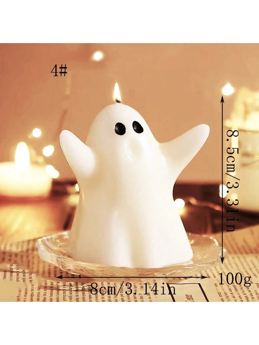 Handmade Halloween Ghost-Shaped Aromatherapy Candle Decor with Slight Color Differences