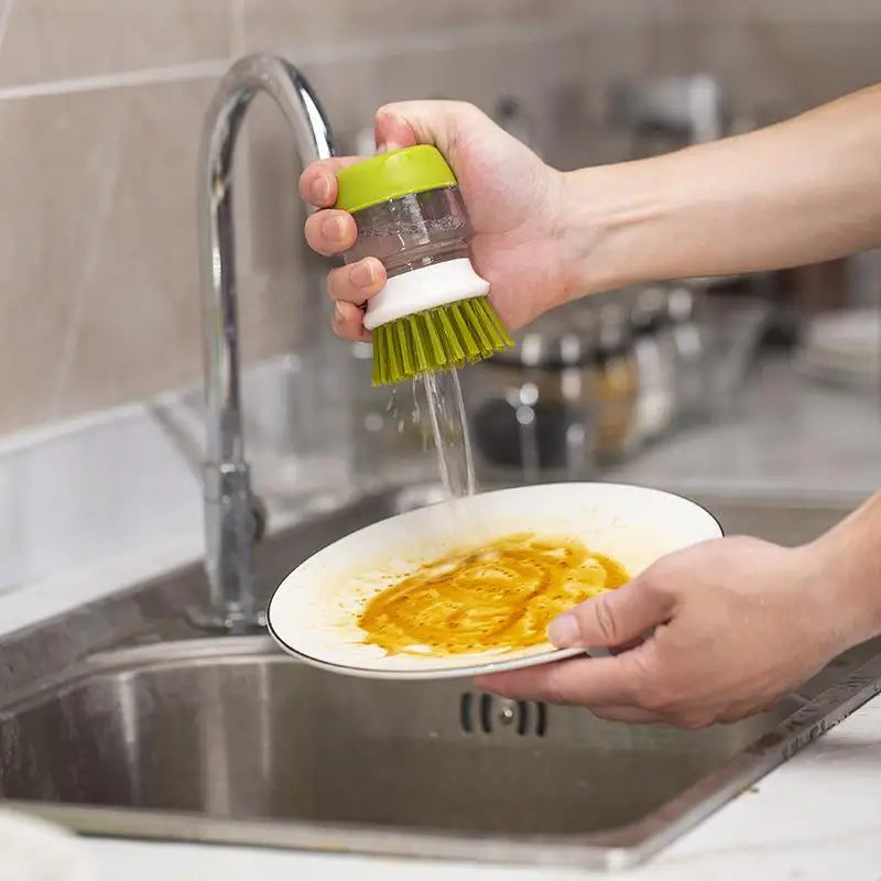 Dish Brush with Soap Dispenser Multi Use Soap Dispensing Scrub Brush for Household Universal Kitchen Dish Palm Brush with Tary