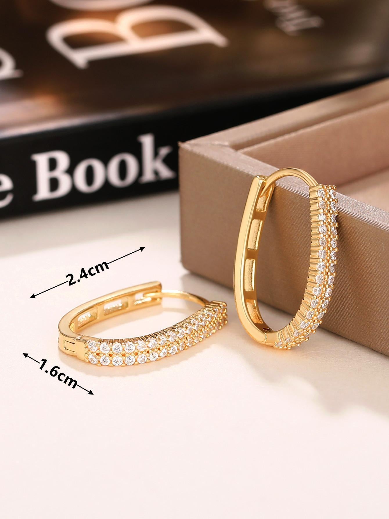 1Pair Elegant Cubic Zirconia Hoop Earrings for Women for Valentine'S Day Gift Wedding Anniversary Engagement Party Jewelry