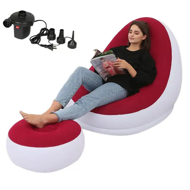 Inflatable Air Mattress Sofa Deck Chair Comfortable Leg Stool Rest Single Beanbag for home and Outdoor Use