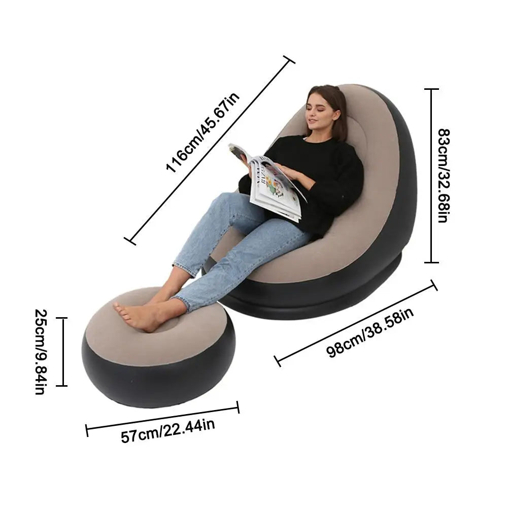 Inflatable Air Mattress Sofa Deck Chair Comfortable Leg Stool Rest Single Beanbag for home and Outdoor Use