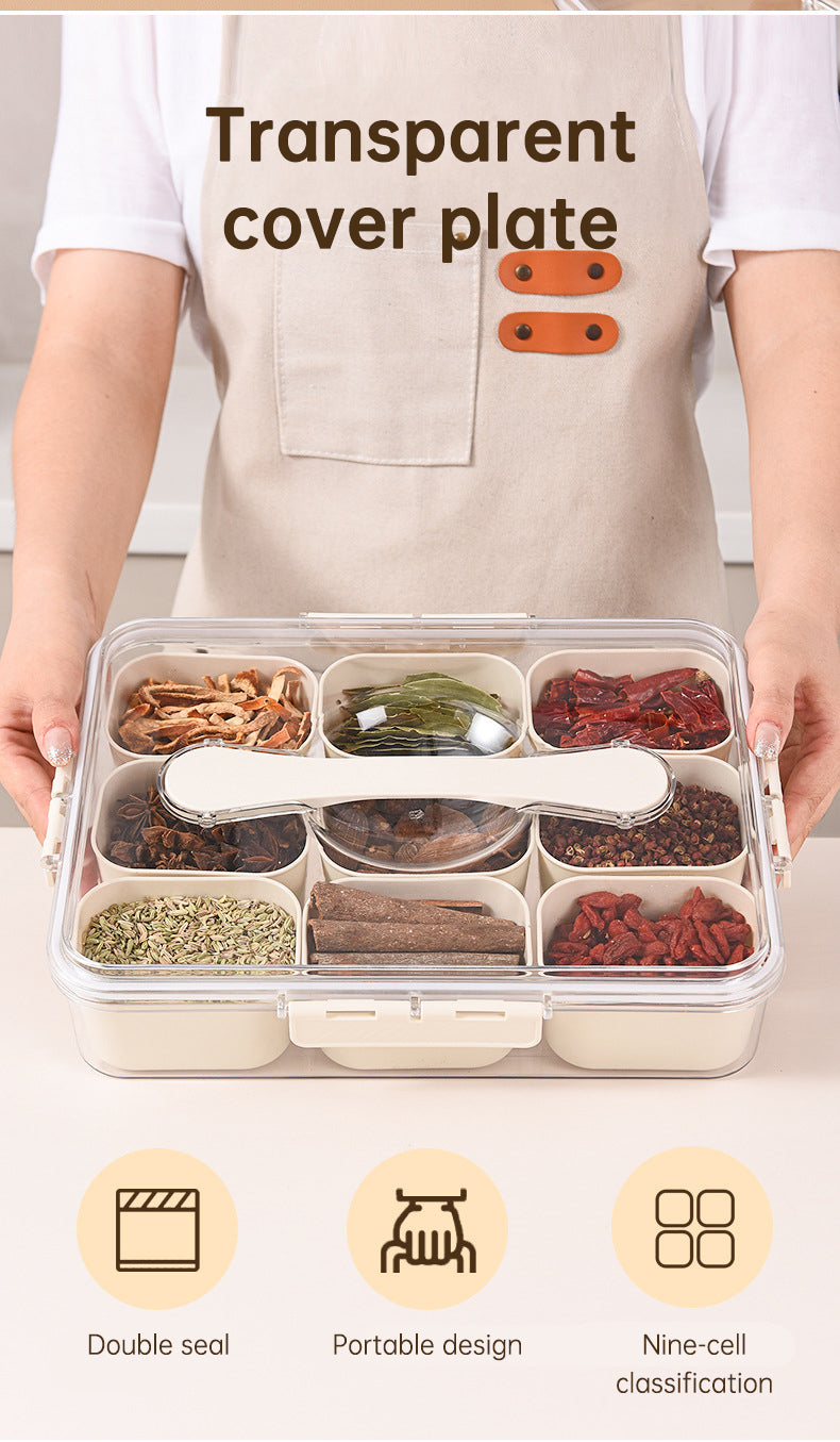 Sealed Storage Box With 9pcs Divider Veggie Tray With Lid And Handle