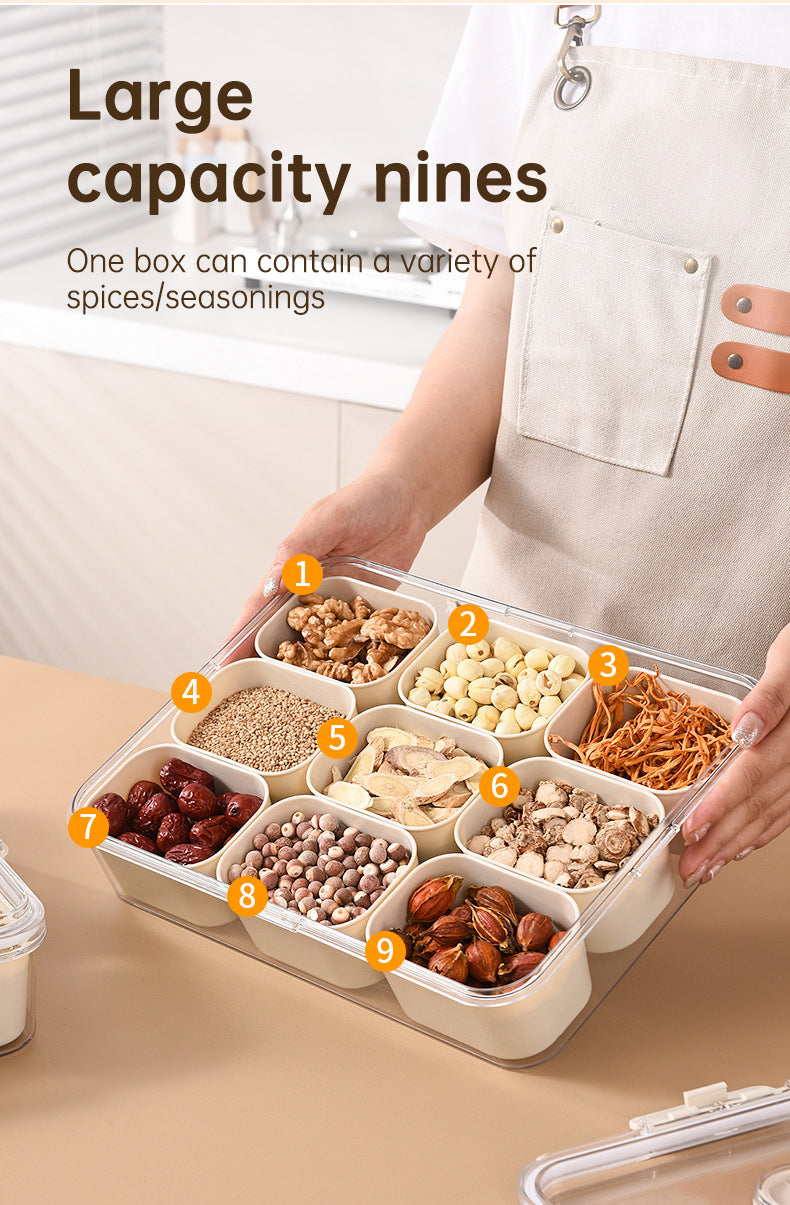 Sealed Storage Box With 9pcs Divider Veggie Tray With Lid And Handle