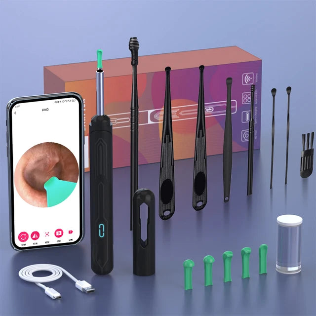 Ear Cleaner with Camera Set HD Ear Sticks Otoscope USB C Charging Endoscope Wax Removal Tool Earpick Ear Cleaning Set NK3 Pro