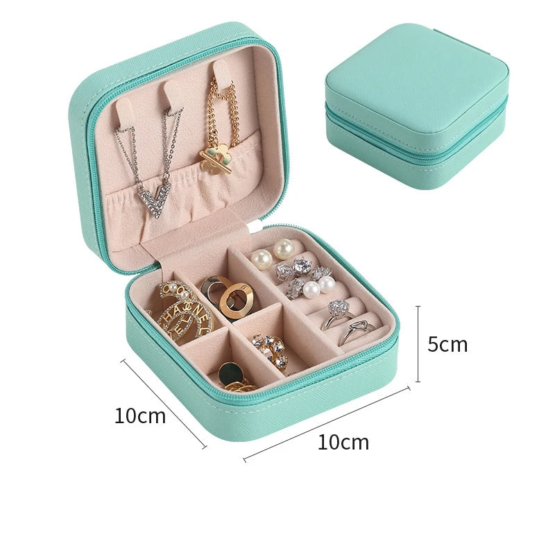 Mini Jewelry Storage Box Portable Home Travel Earrings Necklace Storage Case for Women Ring Organizer PU Leather Display Case