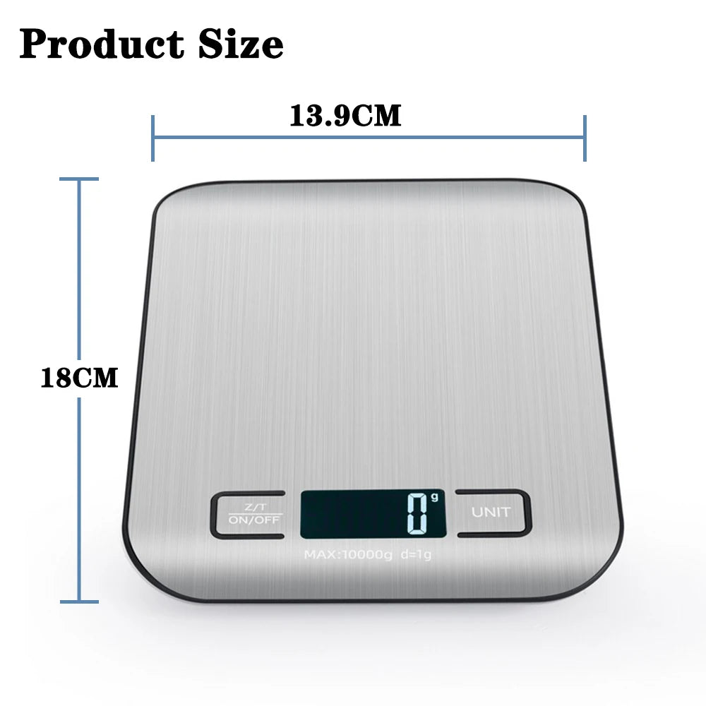 Rechargeable Kitchen Scale LCD Display Stainless Steel Electronic Scales Home Jewelry Food Snacks Weighing Baking Tools